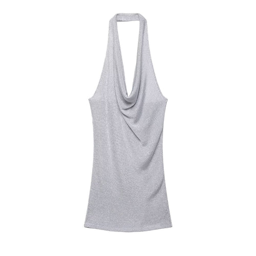 Damen Haltertop mit elegantem Wasserfallausschnitt und figurumspielendem Schnitt Drune