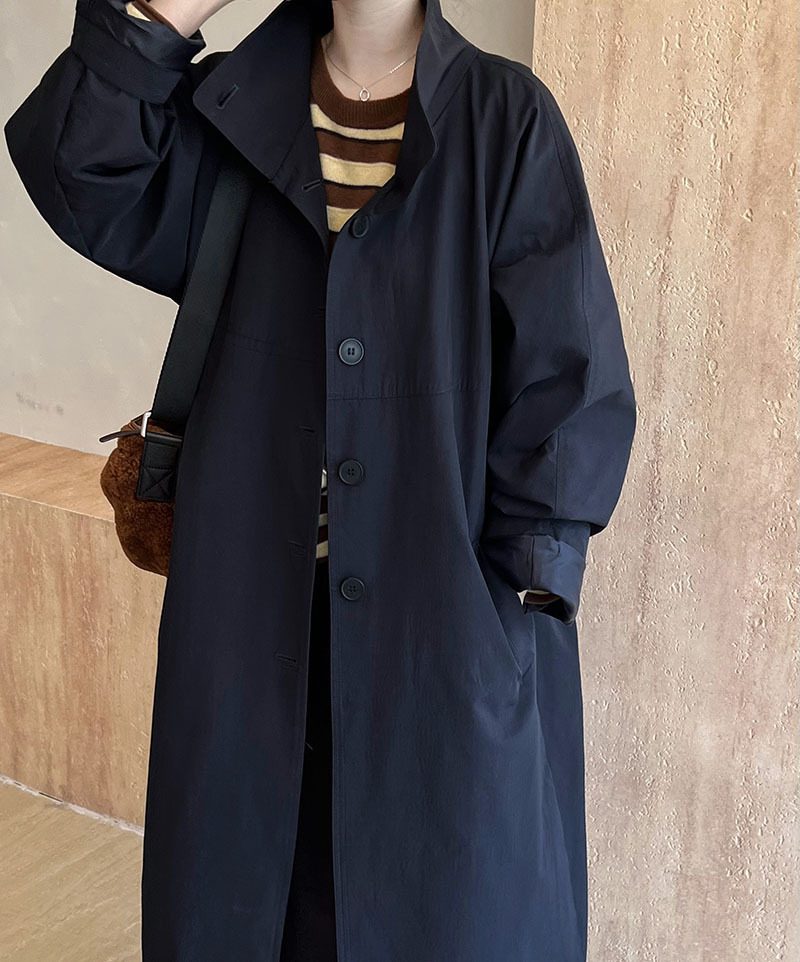 Drune | langer Trenchcoat - Minimalistisch & Entspanntes Fit - Offenes Vorderdesign - Herbst & Winter Oberbekleidung