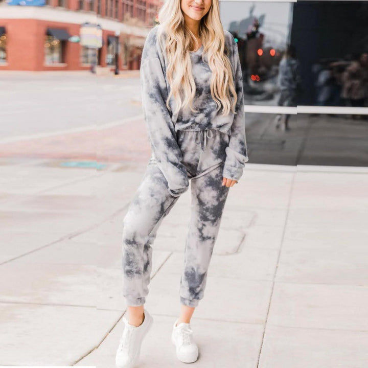 Damen Freizeit-Loungewear-Set mit modernem Batikdesign Drune