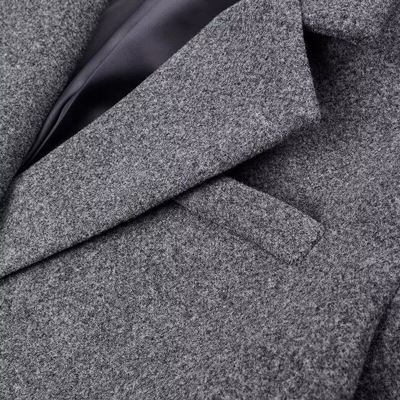 Damen eleganter Maximantel mit doppelter Knopfleiste Drune