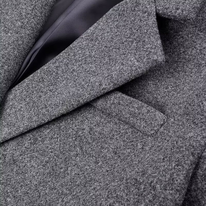 Damen eleganter Maximantel mit doppelter Knopfleiste Drune