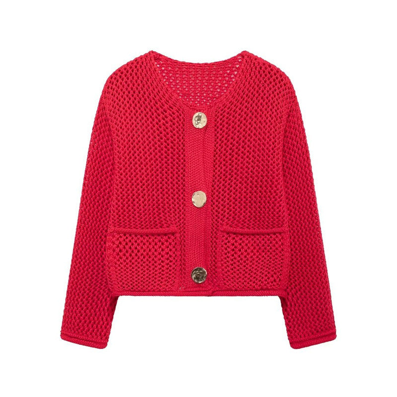 Damen Strickjacke mit offener Maschenstruktur und komfortablen Taschen Drune