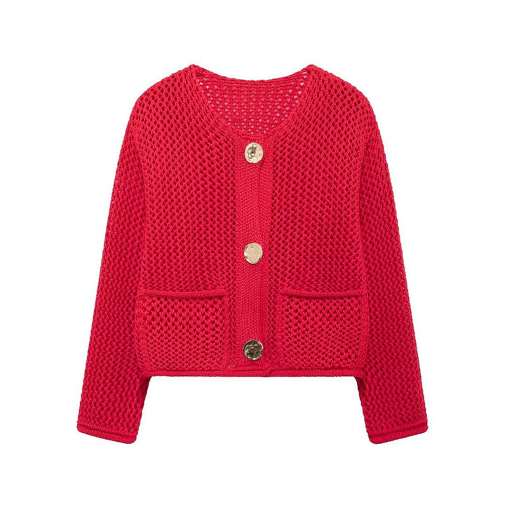 Damen Strickjacke mit offener Maschenstruktur und komfortablen Taschen Drune