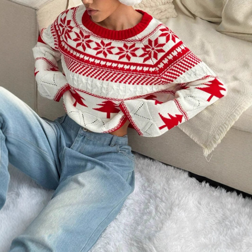Damen kuscheliger Winterpullover mit verspieltem Weihnachtsdesign Drune
