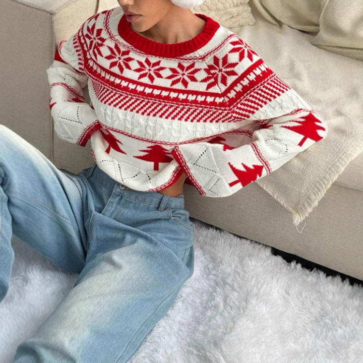Damen kuscheliger Winterpullover mit verspieltem Weihnachtsdesign Drune