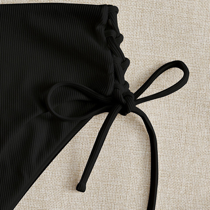 Damen Hochtaillierter Bikini mit verstellbaren Schnürdetails Drune