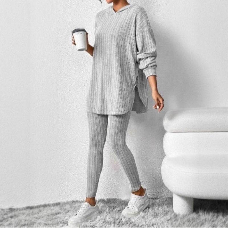 Damen Bequemes Lounge-Set mit Kapuze und schmalen Hosen Drune
