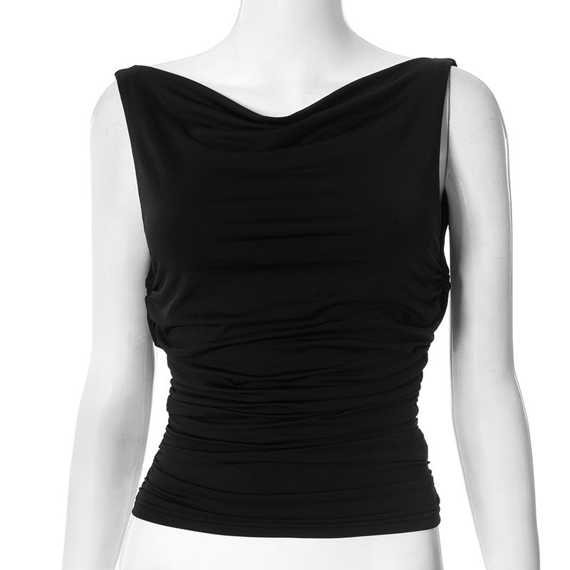 Damen figurbetontes Trägershirt mit elegantem Wickeldesign Drune