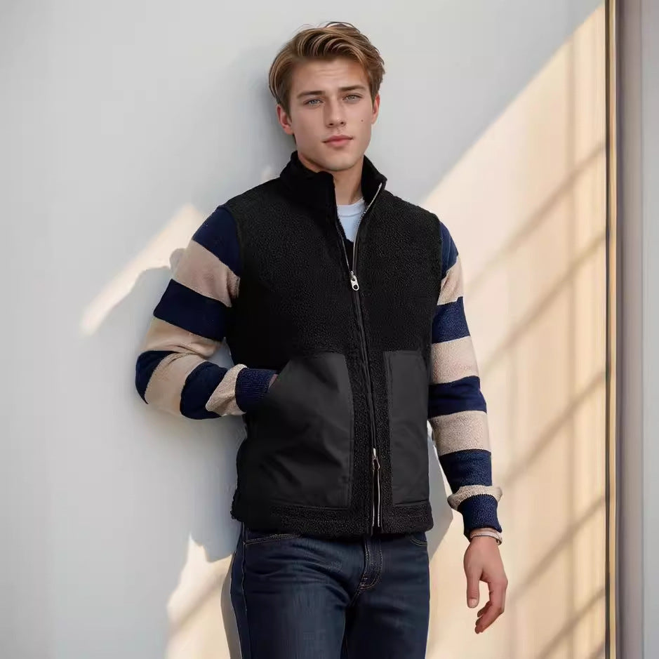 Herren kuschelige Fleecejacke mit hohem Kragen Drune