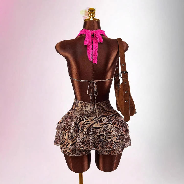 Damen Verspieltes Minikleid mit Rüschendetails Drune