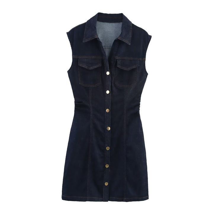 Damen Jeanskleid mit tailliertem Schnitt und praktischen Taschen Drune