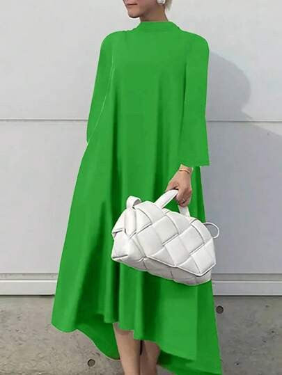Damen Maxikleid mit asymmetrischem Schnitt und hohem Kragen Drune