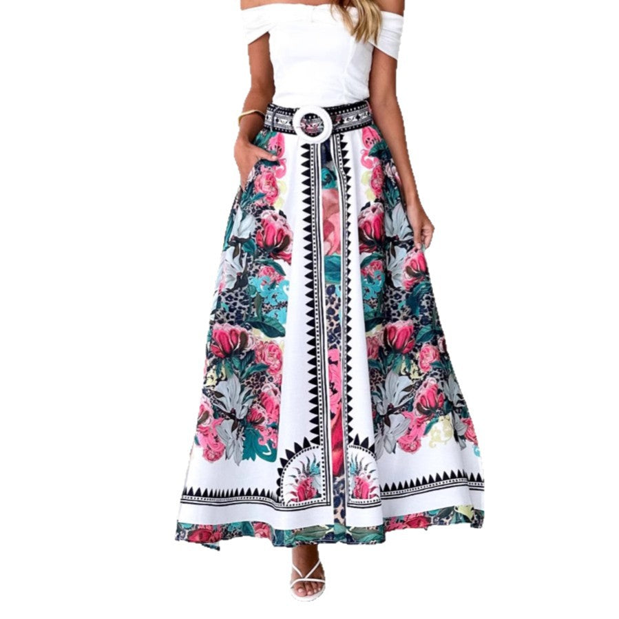 Damen Maxirock mit floralem Muster Drune