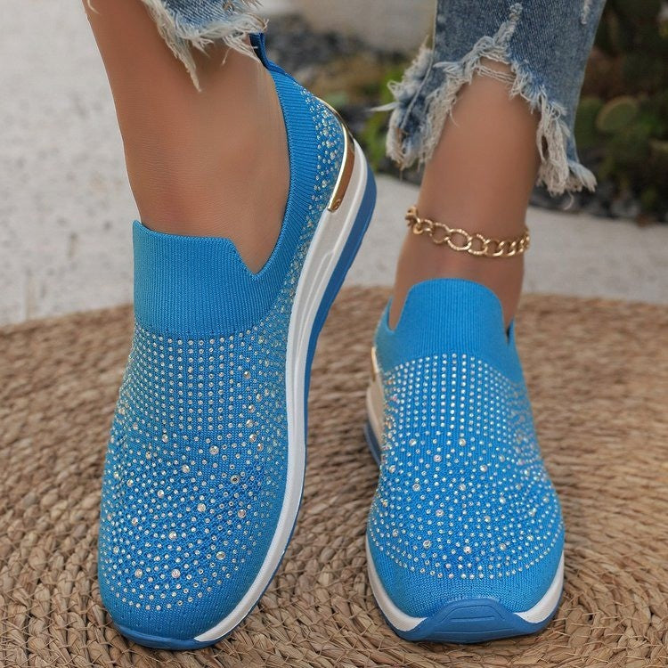 Damen Glitzernde Slip-On Sneakers mit ergonomischer Dämpfung und schockabsorbierender Sohle Drune