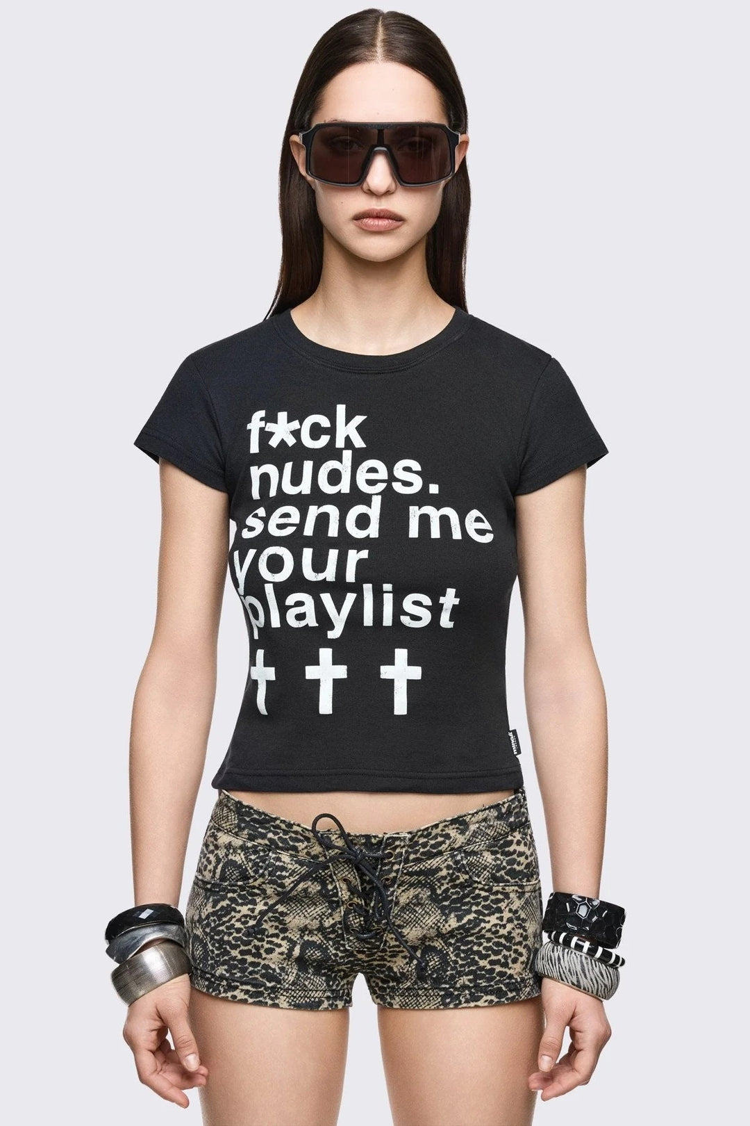 Damen Crop-Top mit auffälligem Grafikdesign Drune