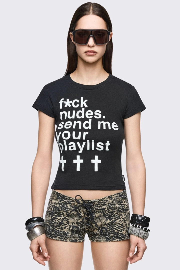 Damen Crop-Top mit auffälligem Grafikdesign Drune