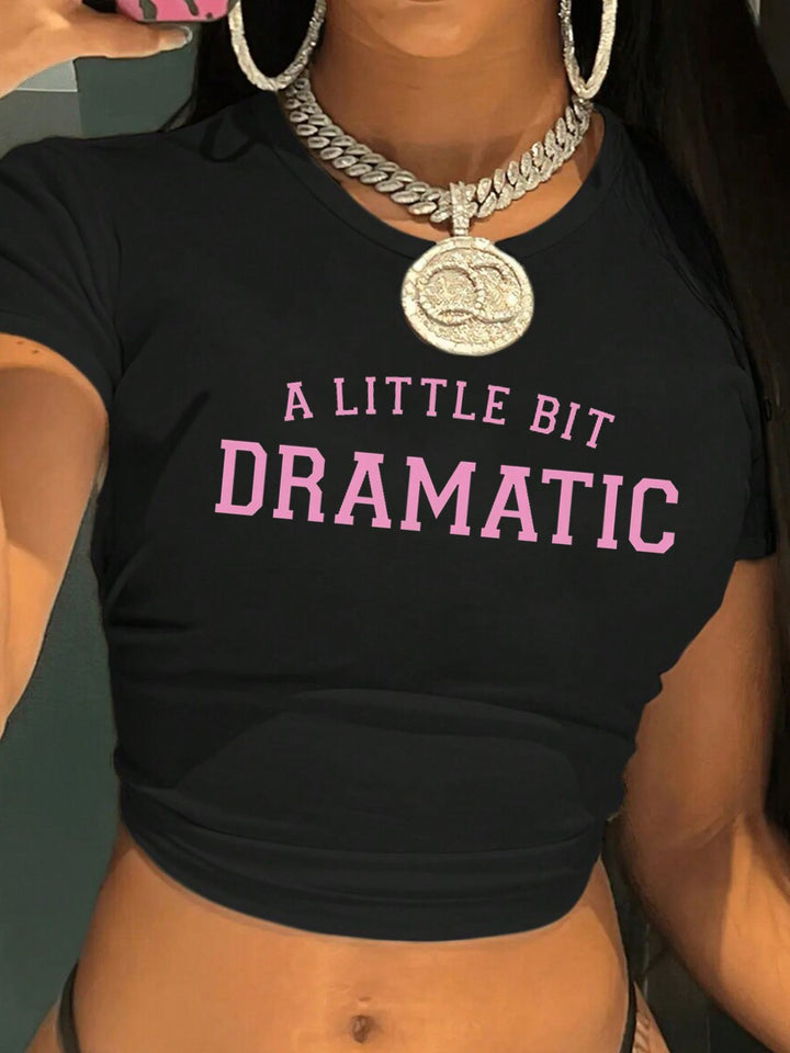 Damen Crop-Top mit kreativem Grafikdesign und modernem Schriftzug Drune