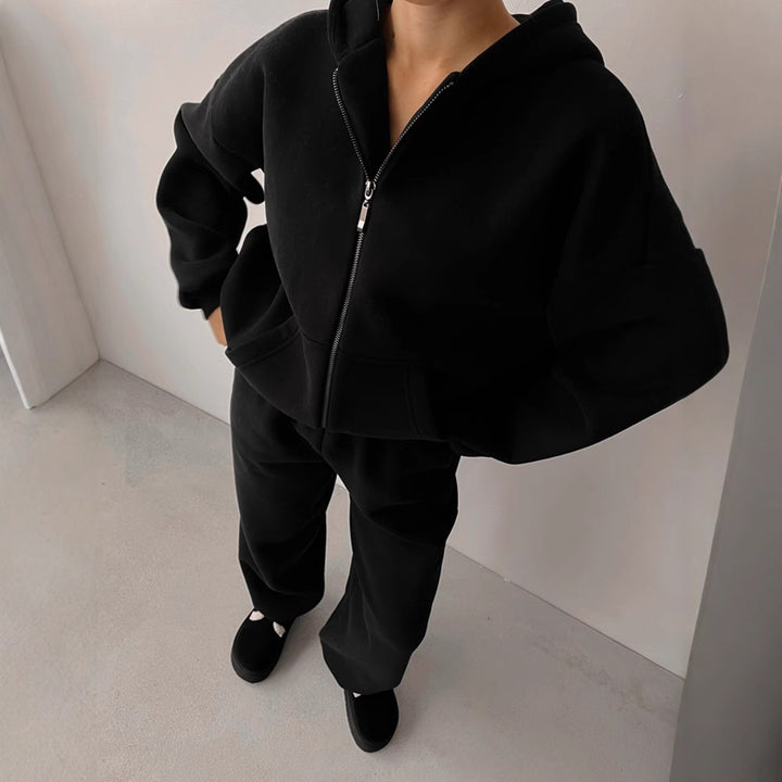 Damen lässiges Hoodie- und Jogginghose-Set Drune
