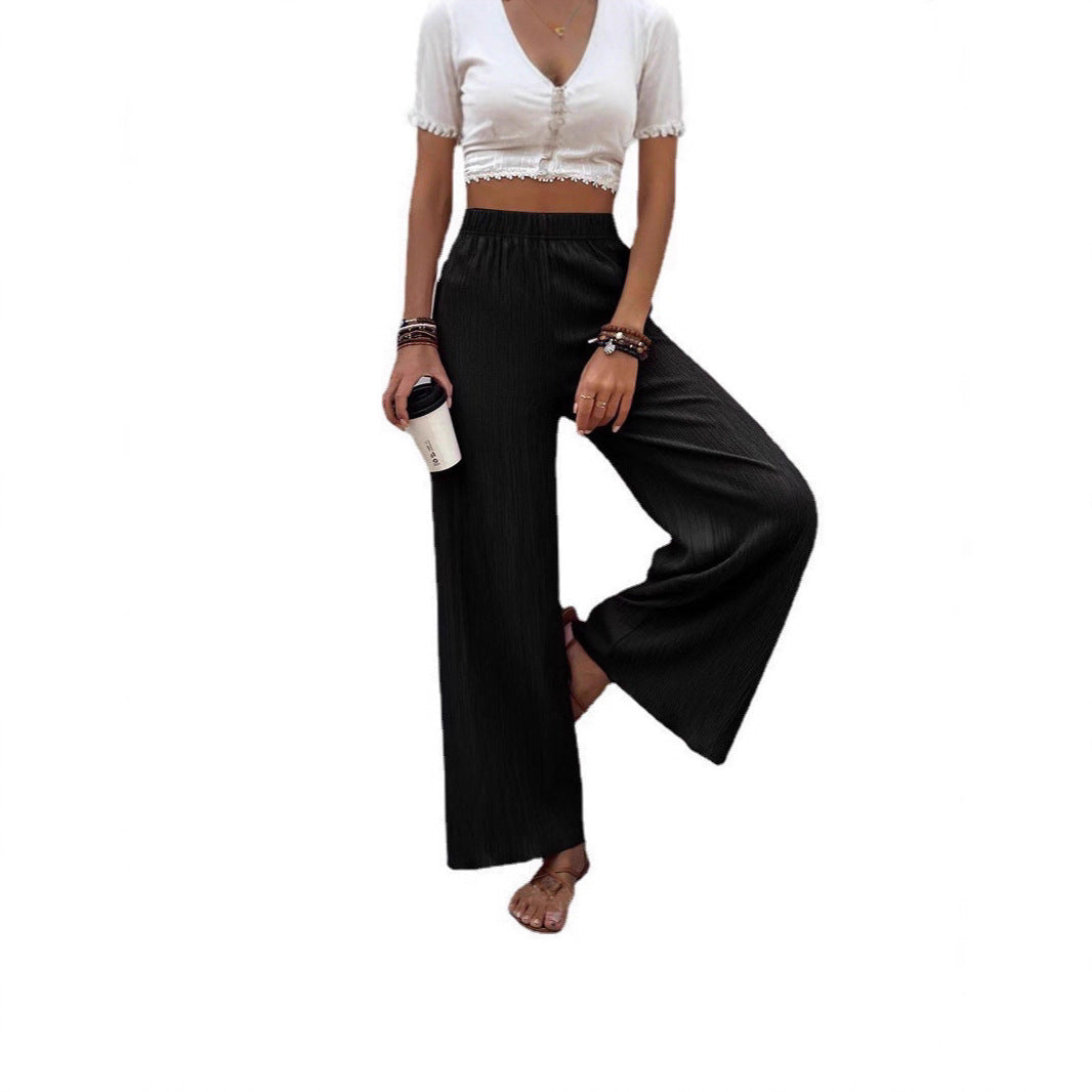 Damen weite Lounge-Hose mit elastischem Bund und Plissees Drune