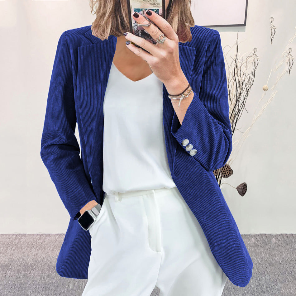 Damen Eleganter Blazer im Ripp-Design mit tailliertem Schnitt Drune