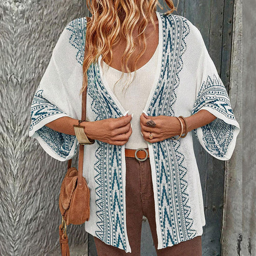 Damen Strickjacke mit originellem Ethno-Muster und weitem Schnitt Drune