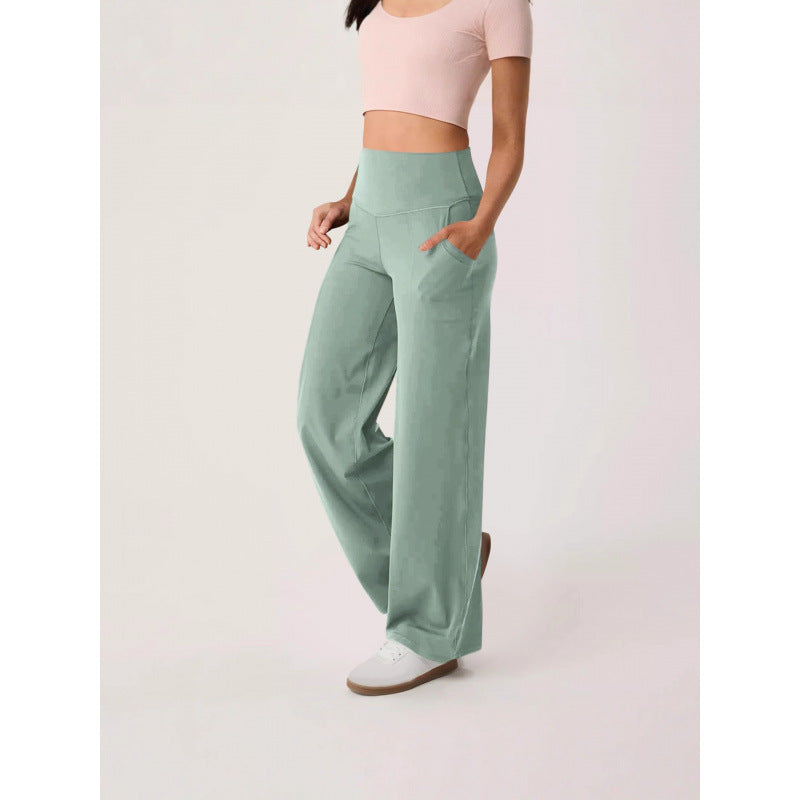 Damen weite High-Waist Freizeithose mit praktischen Taschen Drune