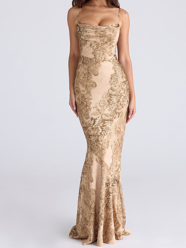 Damen Elegantes Maxikleid mit floralem Design Drune