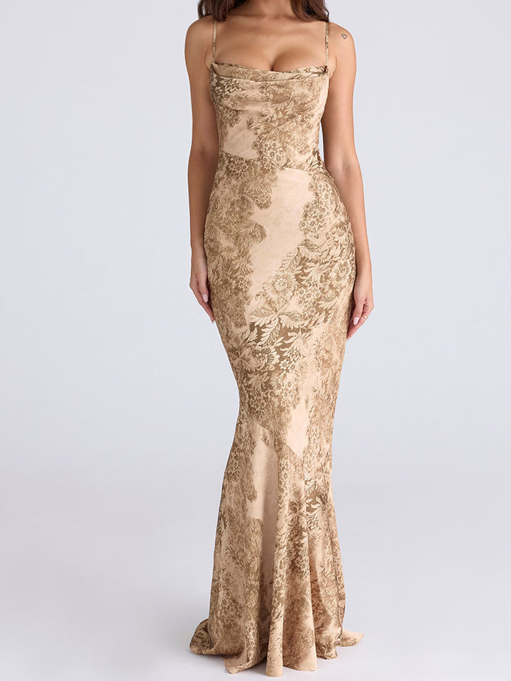 Damen Elegantes Maxikleid mit floralem Design Drune