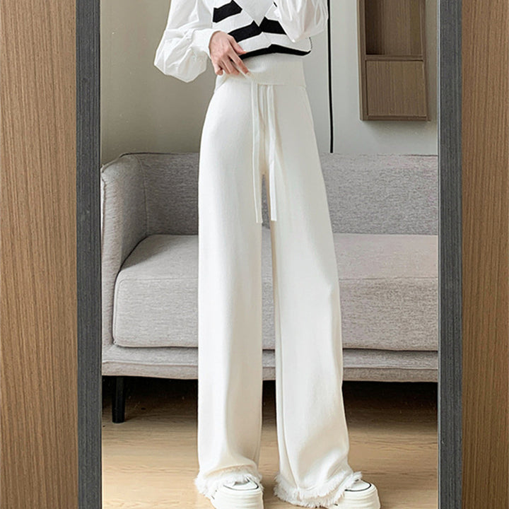 Damen Elegante und bequeme High-Waist-Hose mit eleganten Fransen Drune