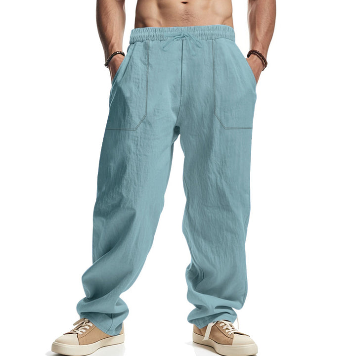 Herren lässige Cargo-Hose aus leichtem, atmungsaktivem Material mit verstellbarem Kordelzug Drune
