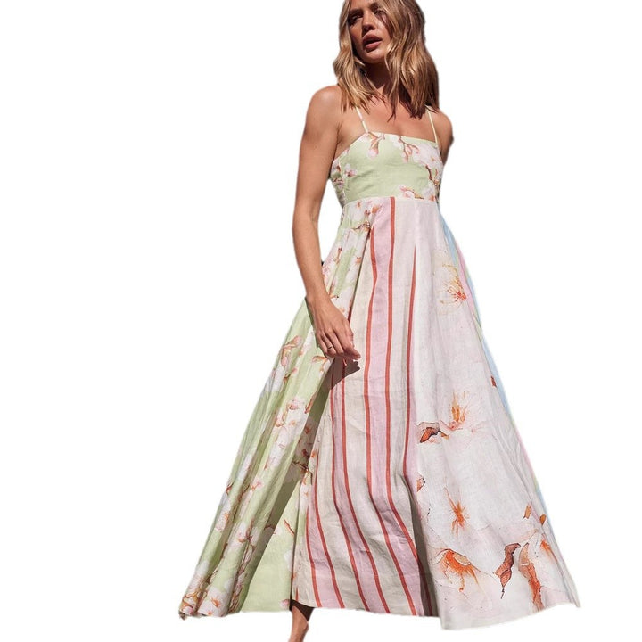 Damen Maxikleid mit floralem Design und verstellbaren Trägern Drune