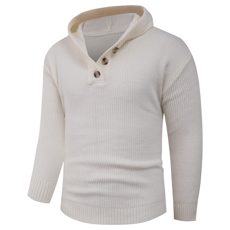 Herren Strickpullover mit hochabschließendem Kragen und Knopfdetails Drune