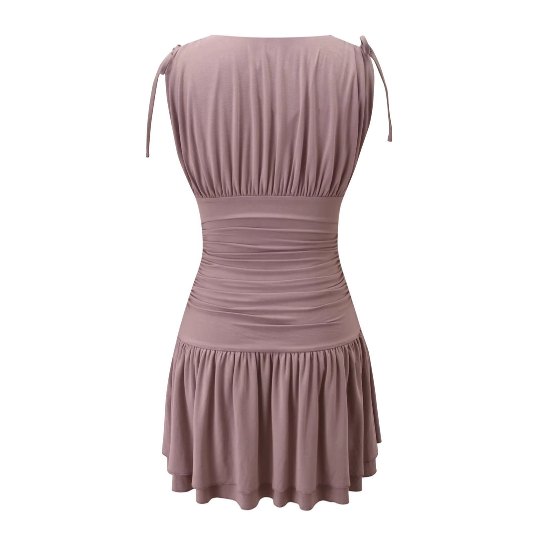 Damen Fließendes Sommerkleid mit trägerloser Raffungsoptik Drune