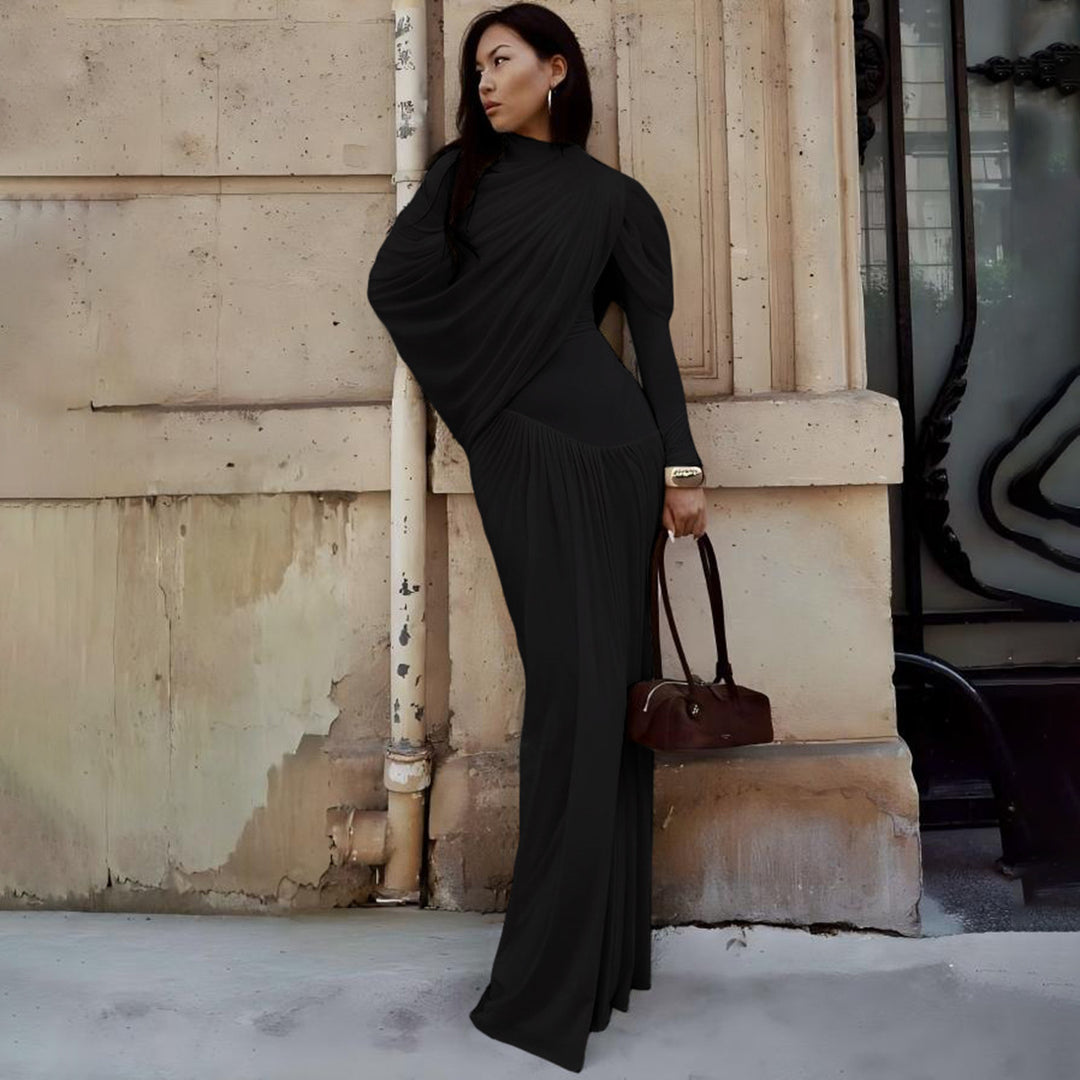 Damen Maxikleid mit innovativer Drapierung und elegantem Stoff Drune