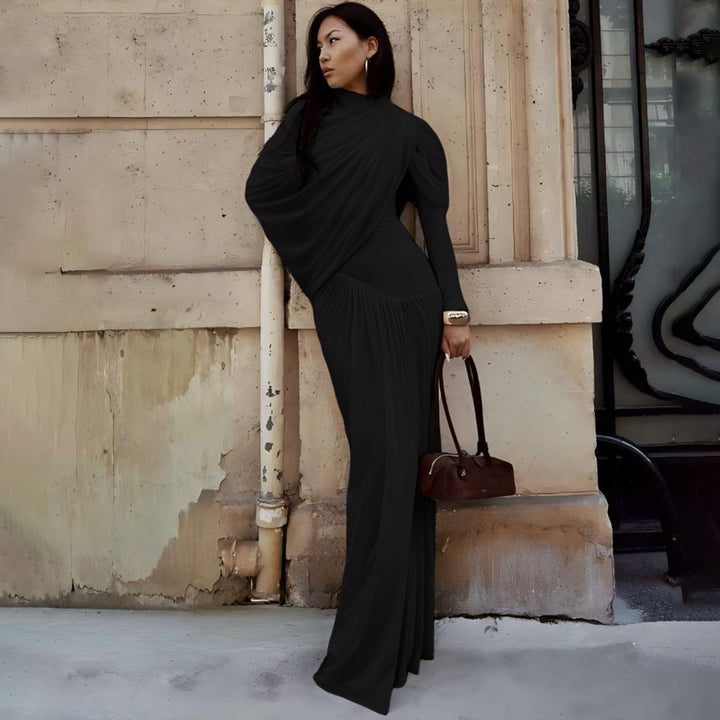 Damen Maxikleid mit innovativer Drapierung und elegantem Stoff Drune