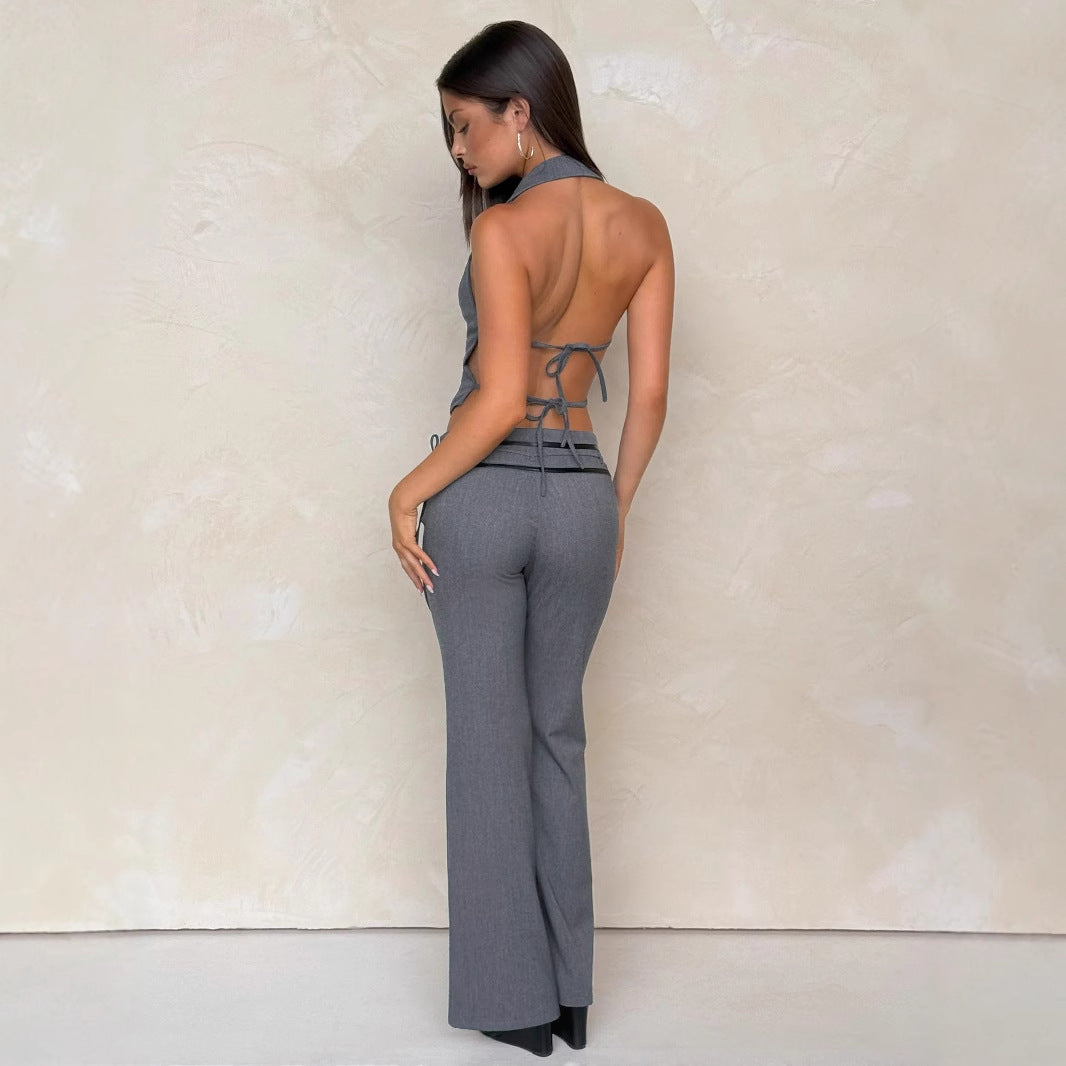 Damen elegantes Wickeloberteil mit stylischem Kragen und verspielten Details Drune