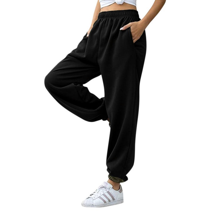 Damen nan weite High‑Waist Sweatpant mit elastischem Komfortbund, seitlichen Eingrifftaschen und gerafften Knöchelbündchen Drune