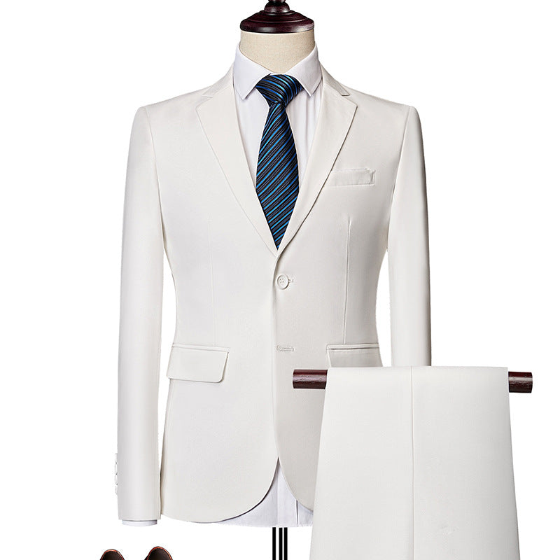 Herren nan Slim-Fit Einreiher-Anzugset mit Ein-Knopf-Sakko, schmaler Anzughose mit Bügelfalte und elastischem Stretchgewebe Drune