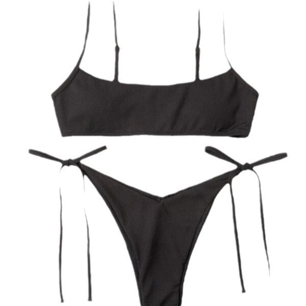 Damen Bikiniset mit verstellbaren Bändern und modischem Rippdesign Drune