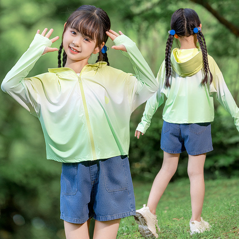 Damen nan leichte Kinder-Sonnenschutzjacke mit Kapuze Drune