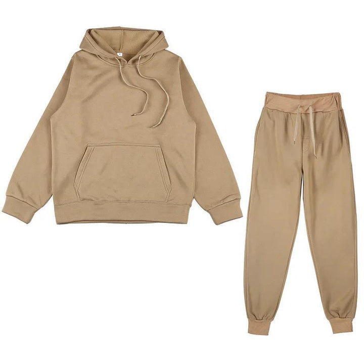 Unisex weiches Lounge-Set mit Oversize-Hoodie, taillenhoher Jogginghose und geripptem Knöchelabschluss Drune
