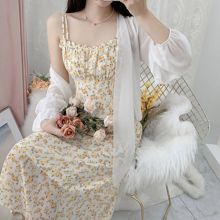Damen Chiffonbluse mit voluminösen Rüschensäumen Drune