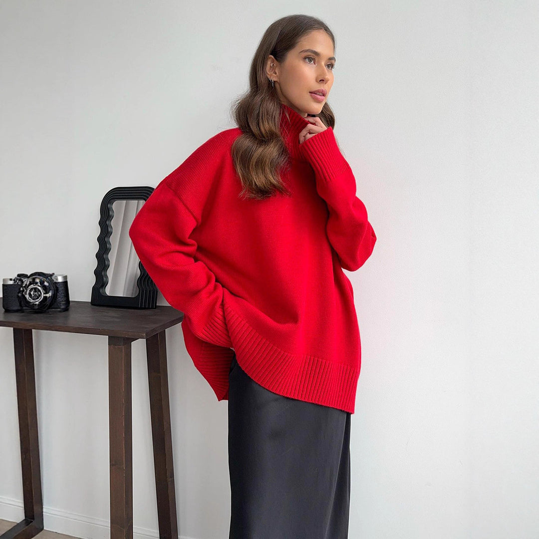 Damen Oversized Rollkragenpullover aus weicher Wollmischung Drune