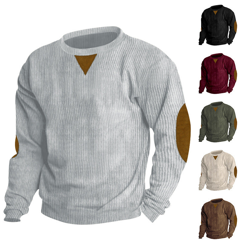 Herren Strickpullover mit einzigartigem strukturiertem Design und aufgesetzten Ellbogenpatches Drune