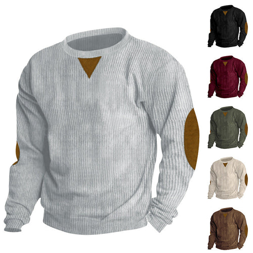 Herren Strickpullover mit einzigartigem strukturiertem Design und aufgesetzten Ellbogenpatches Drune