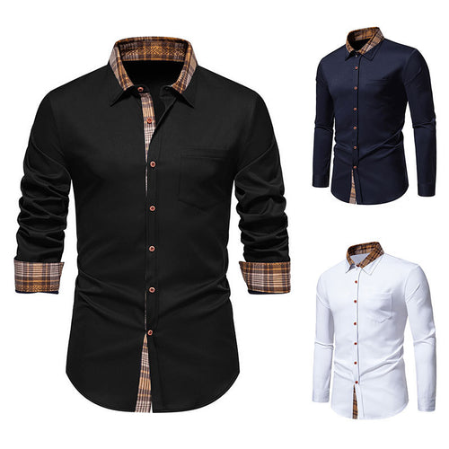 Herren Elegantes Langarmhemd mit Kontrastdetails Drune