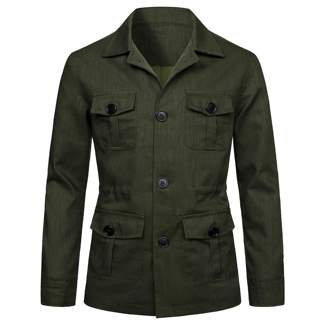 Herren nan Utility-Jacke aus Leinen mit vier aufgesetzten Taschen und taillierter Silhouette Drune