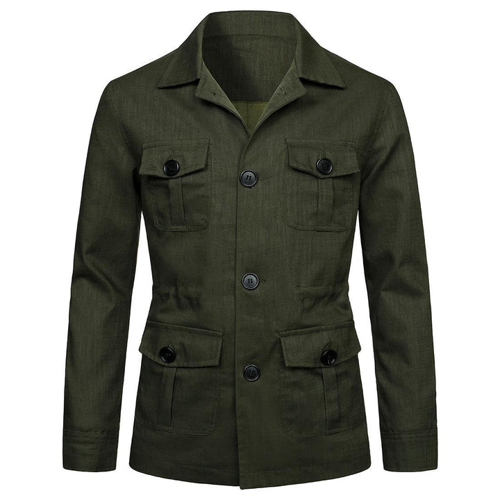 Herren nan Utility-Jacke aus Leinen mit vier aufgesetzten Taschen und taillierter Silhouette Drune