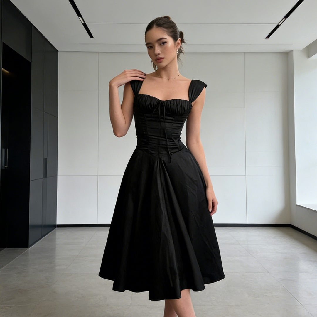Damen Elegantes Ballkleid mit Raffungen und trägerlosem Oberteil Drune