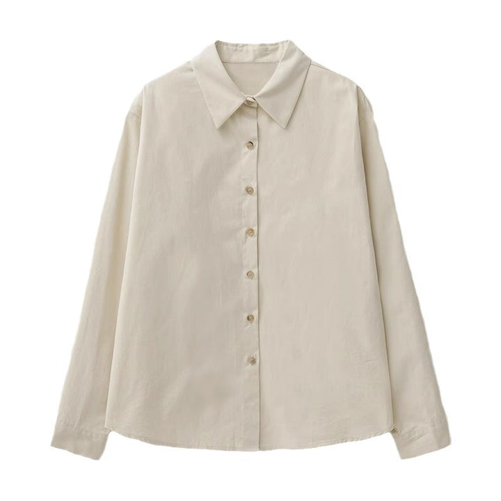 Damen Elegante und lockere Bluse mit schmalem Kragen Drune